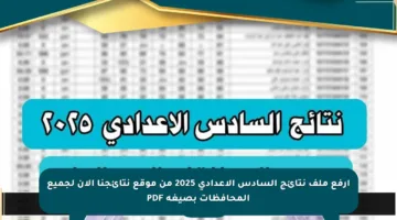 ارفع ملف نتائج السادس الإعدادي 2025 من موقع نتائجنا الآن لجميع المحافظات بصيغة PDF